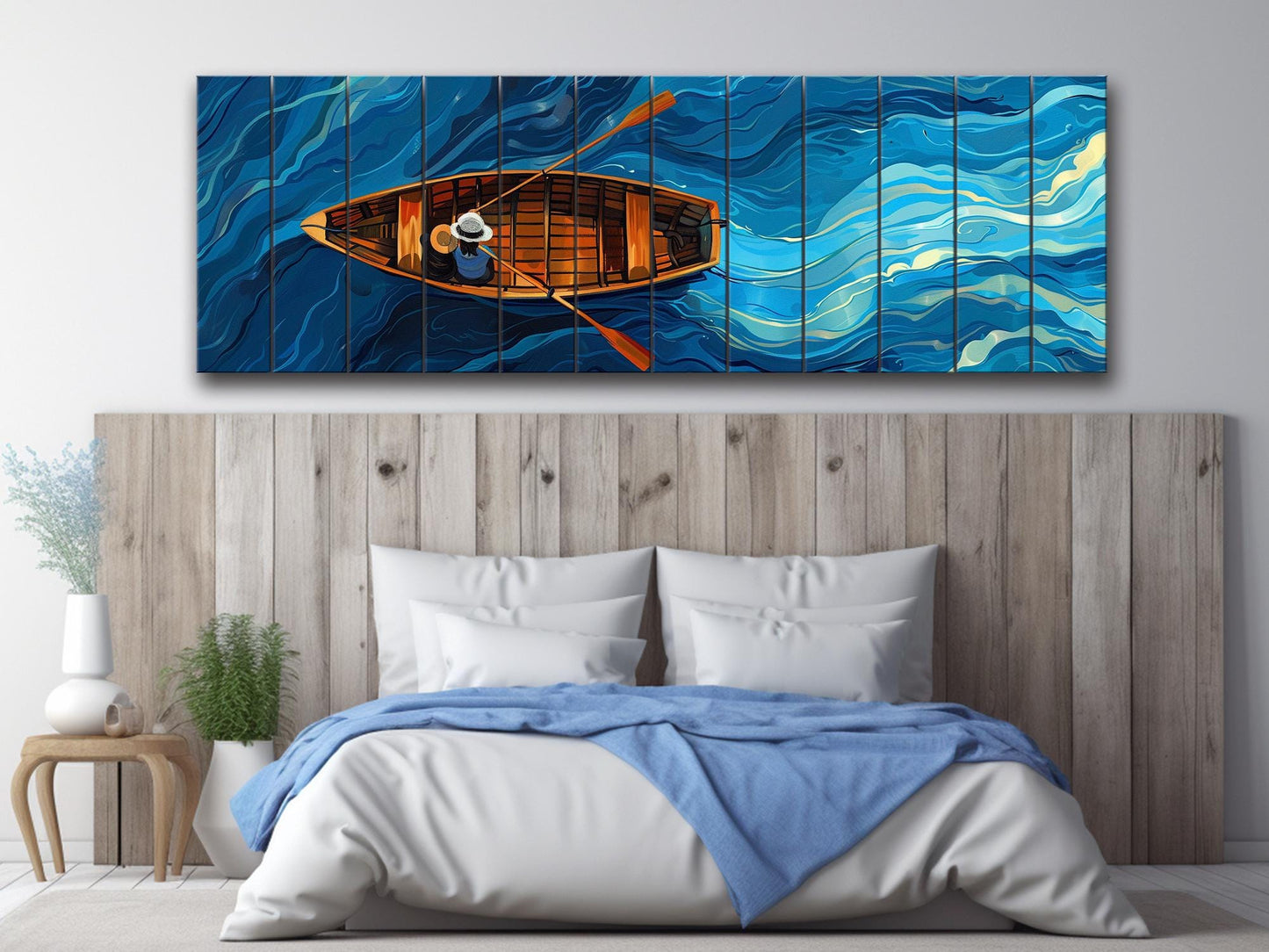 Wood Wall Art - Colorful Couple Print on Natural Wood Planks | Ready to Hang