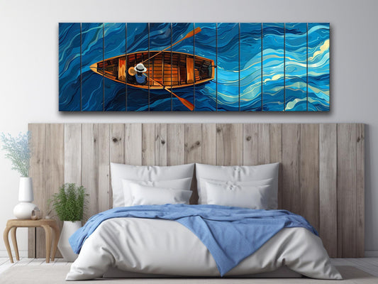 Wood Wall Art - Colorful Couple Print on Natural Wood Planks | Ready to Hang