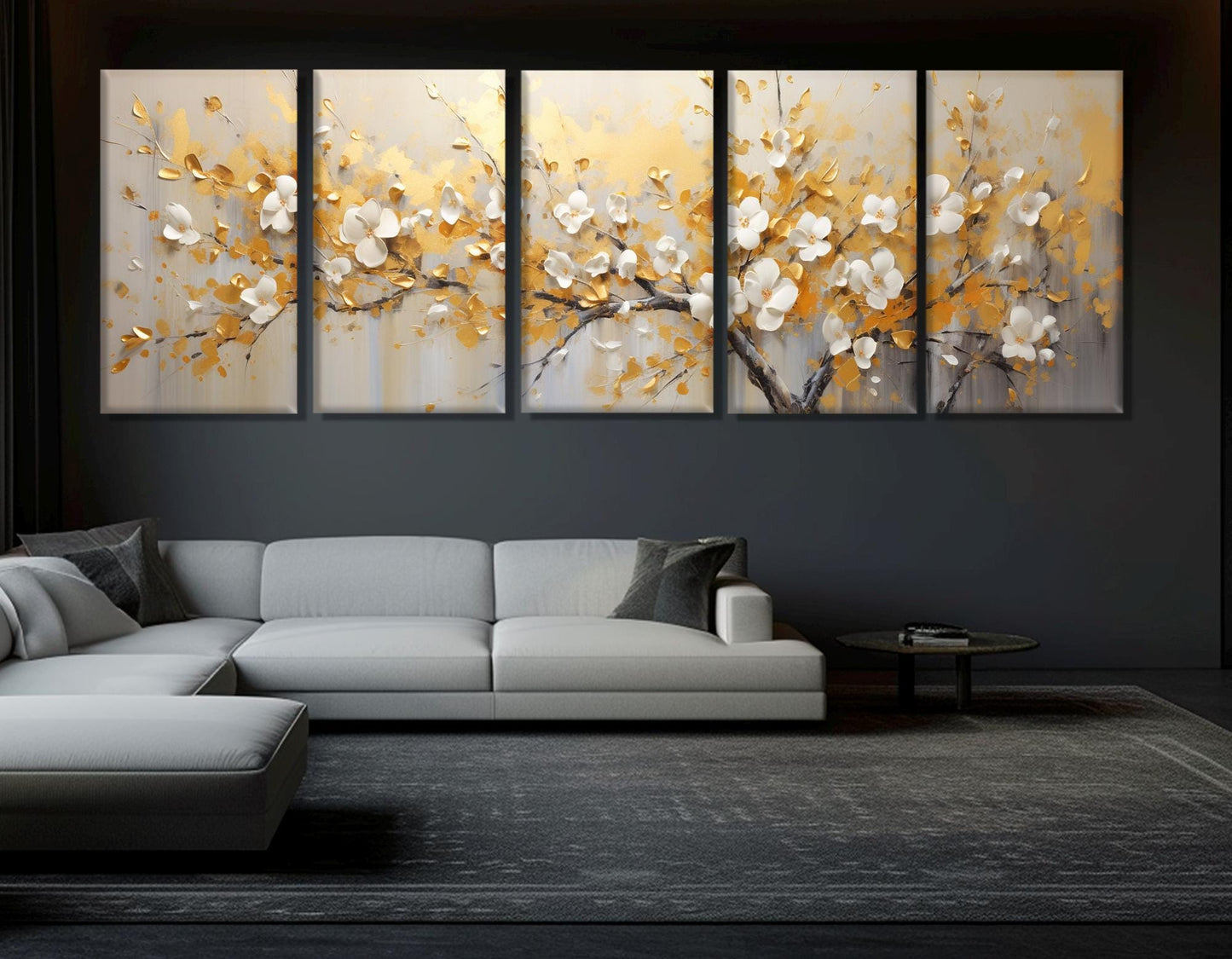 Gold Blossom Canvas Print – Abstract Tree Art | Luxury Wall Decor, Framed & Ready to Hang