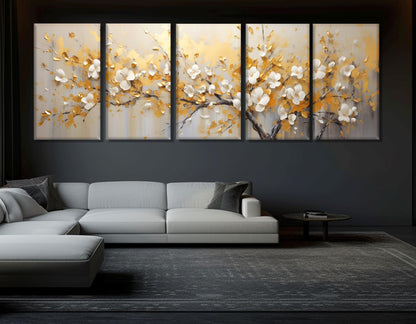 Gold Blossom Canvas Print – Abstract Tree Art | Luxury Wall Decor, Framed & Ready to Hang
