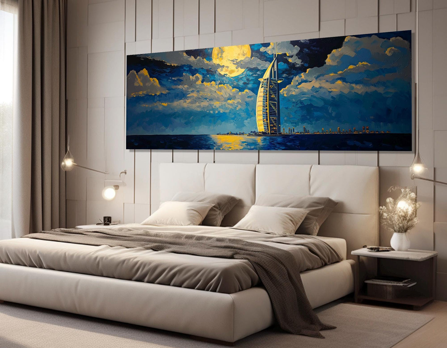 Dubai Canvas Print - Abstract Dubai Skyline Painting | Framed Cityscape Wall Art