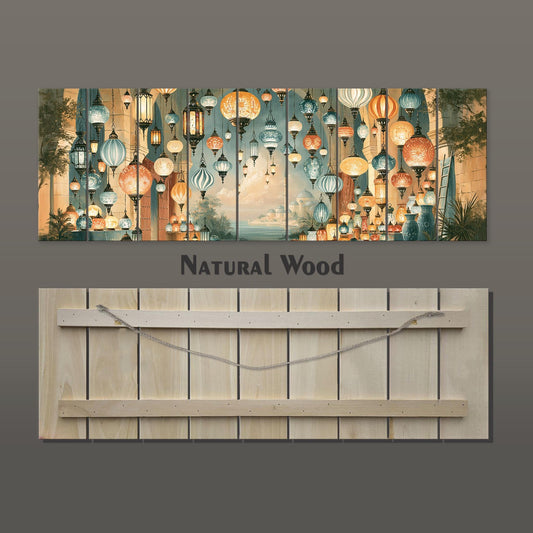 The image is a collage of multiple images depicting a variety of hanging lanterns in different colors and sizes, creating a visually appealing and vibrant scene.