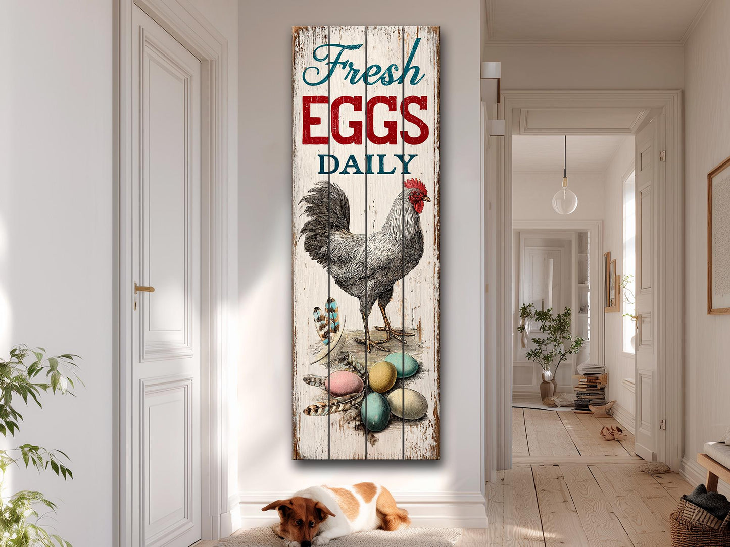 Fresh Eggs Wood Sign – Rustic Kitchen Decor With Distressed Wood Wall Art