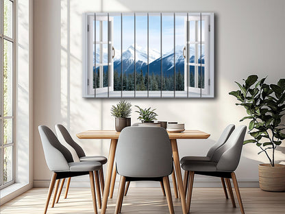 Wood Wall Art – Alpine Wall Decor With Winter Mountain Landscape Print On Natural Wood
