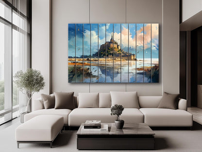 Mont-Saint-Michel Wood Art | Unique Wood Grain, French Wall Decor, Ready to Hang