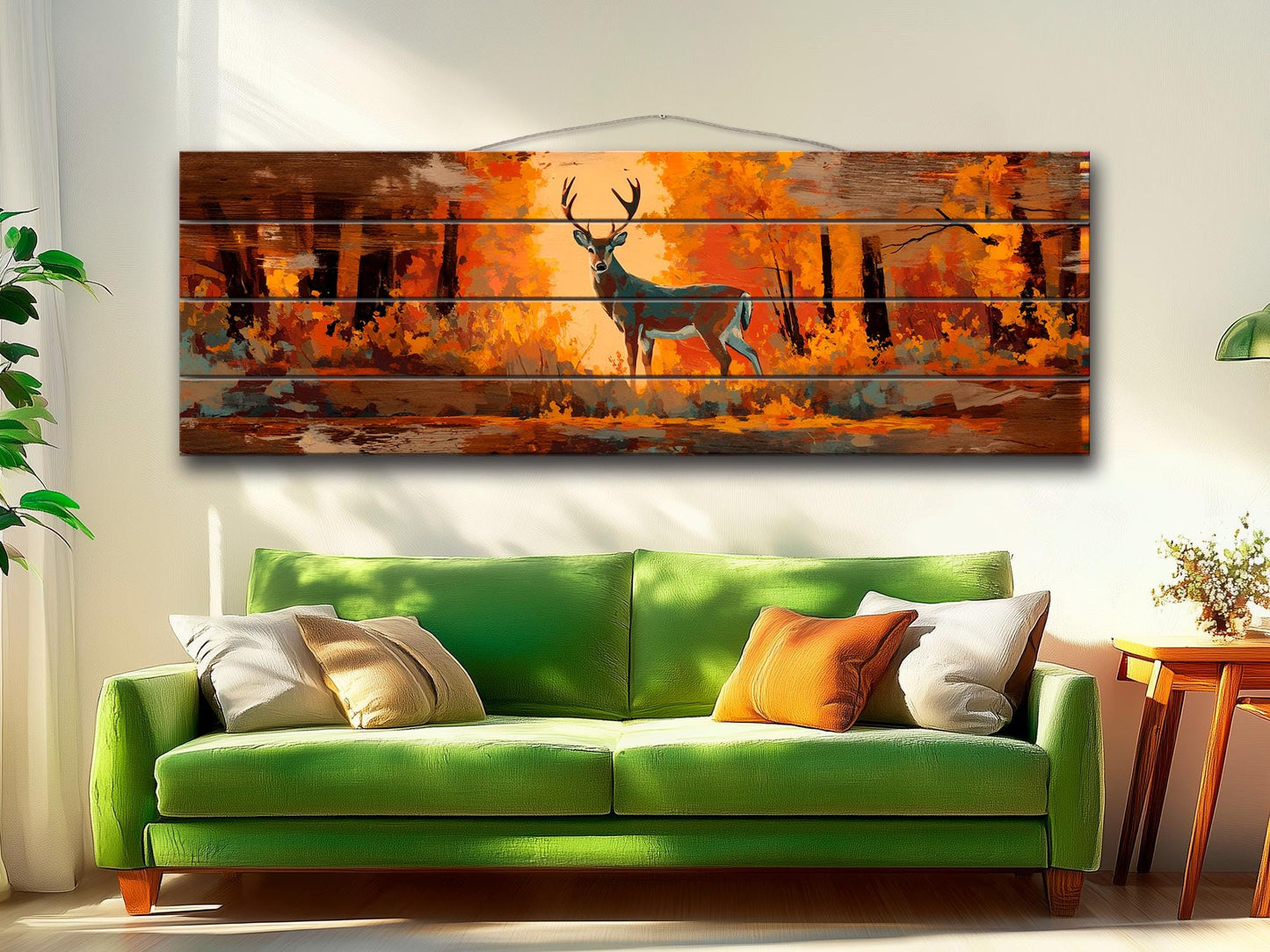 Deer Wall Art - Rustic Wood Print | Autumn Deer Print on Wood | Cabin Decor
