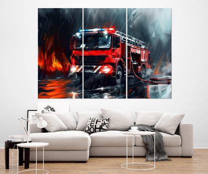 Fire Truck Canvas Print – Framed Fire Truck Art | Ready to Hang Gallery Wrapped Canvas