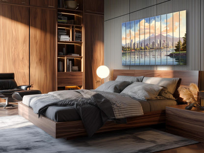 Wooden Wall Art - Rustic Vancouver Skyline Art | Canadian Wood Print Decor