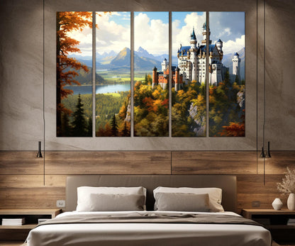 Neuschwanstein Castle Canvas – Framed Castle Wall Art | Ready to Hang Large Poster