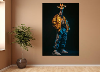 Giraffe Canvas Print – Cool Giraffe Poster in Sport Suit, Ready to Hang Wall Art