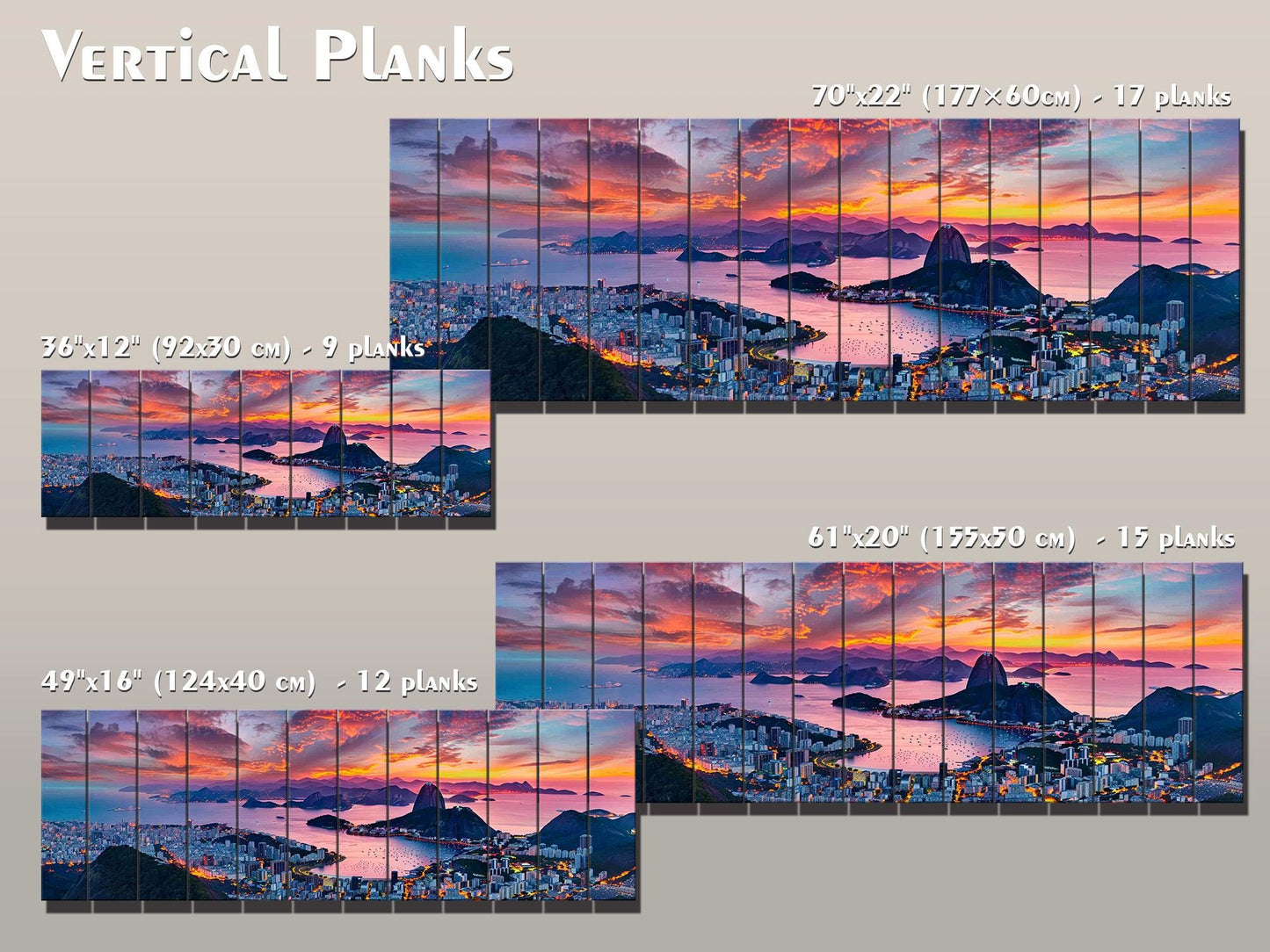 Rio De Janeiro Wall Art – Natural Wood Print, City Skyline Artwork, Ready to Hang