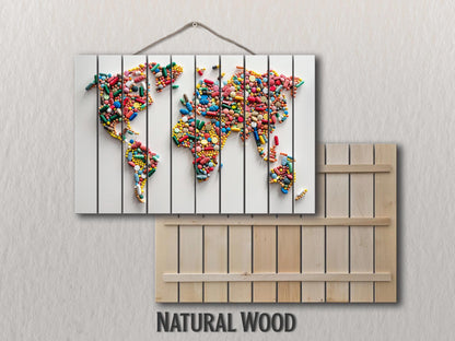 Wood Wall Art - Abstract World Map | Pharmacy Wall Decor & Pharmacist Gift Idea