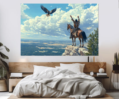 Native American Hunter Canvas Print, First Nations Wall Art, Framed and Ready to Hang