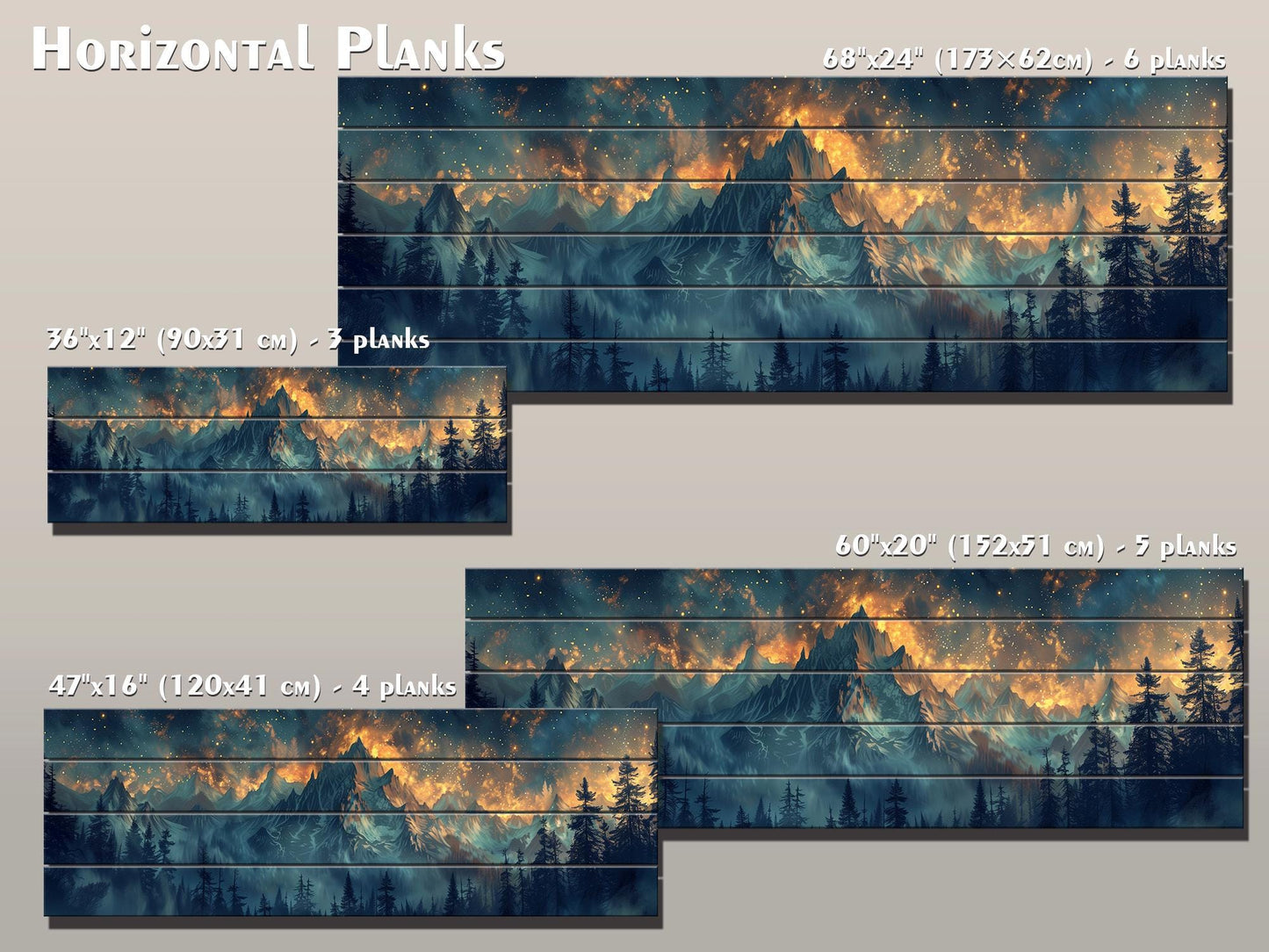 Majestic Mountains Printed On Natural Wood - Luxury Wall Art