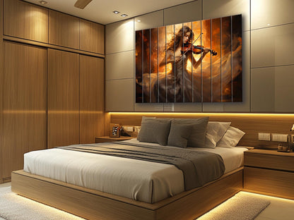 Wood Wall Art - Abstract Violinist Print on Smooth Linden Wood | Musician Gift