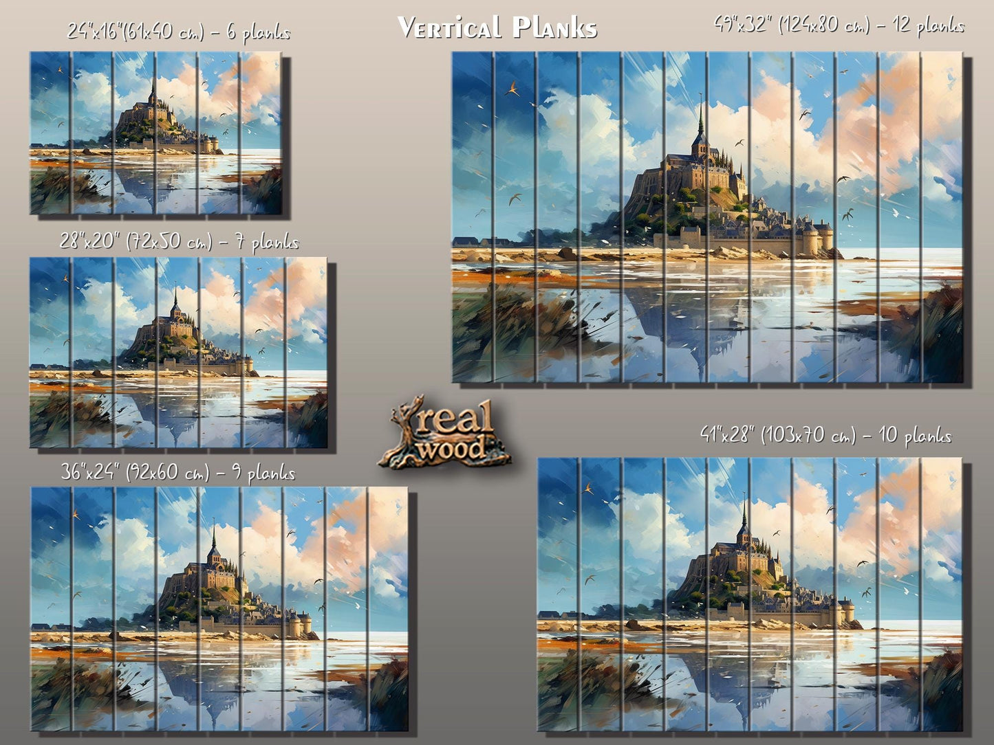 Mont-Saint-Michel Wood Art | Unique Wood Grain, French Wall Decor, Ready to Hang