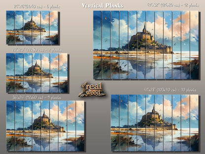 Mont-Saint-Michel Wood Art | Unique Wood Grain, French Wall Decor, Ready to Hang