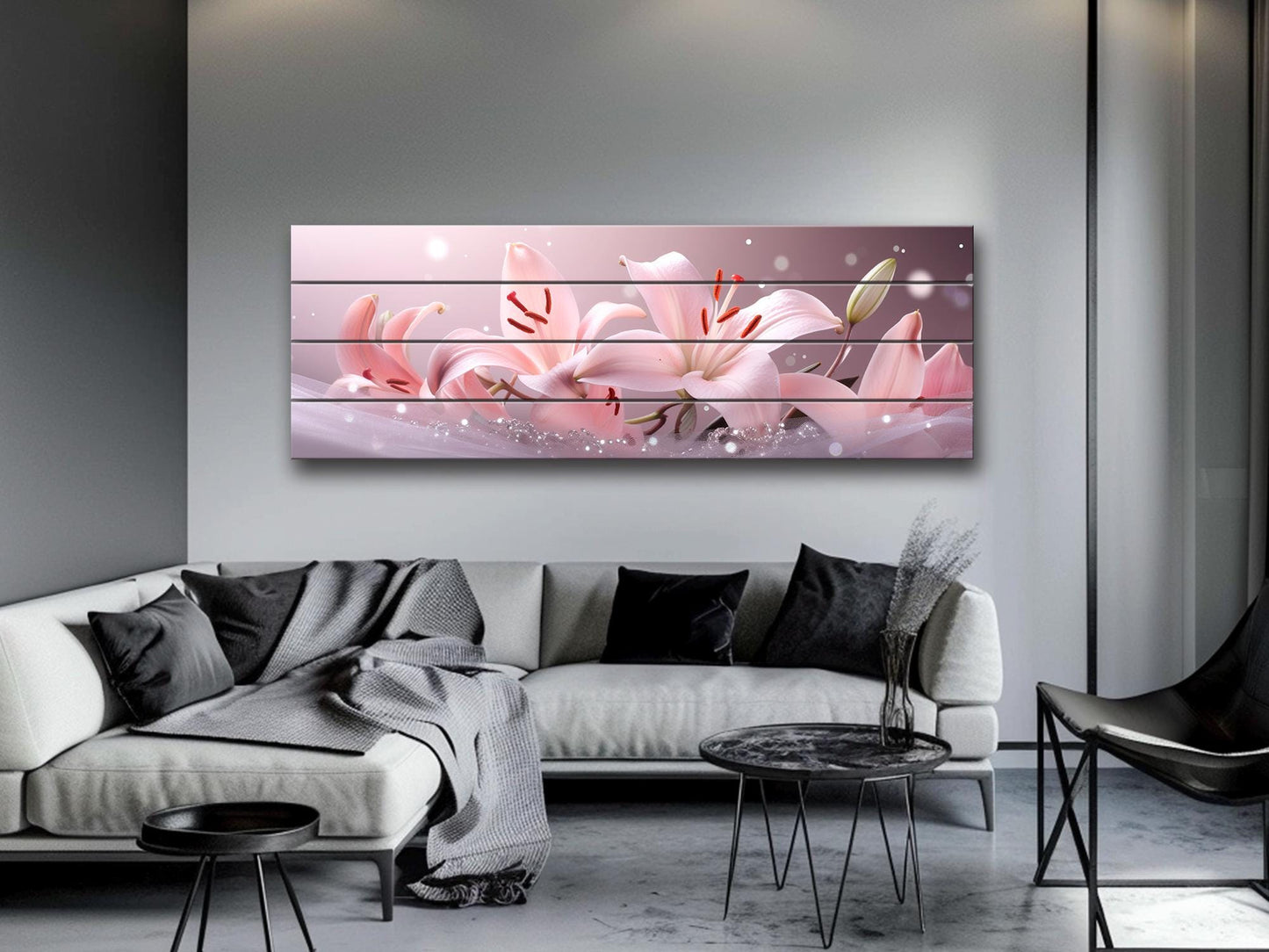 Pink Lily Wall Art Print on Wood