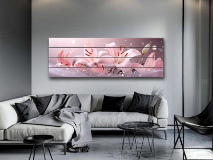 Pink Lily Wall Art Print on Wood