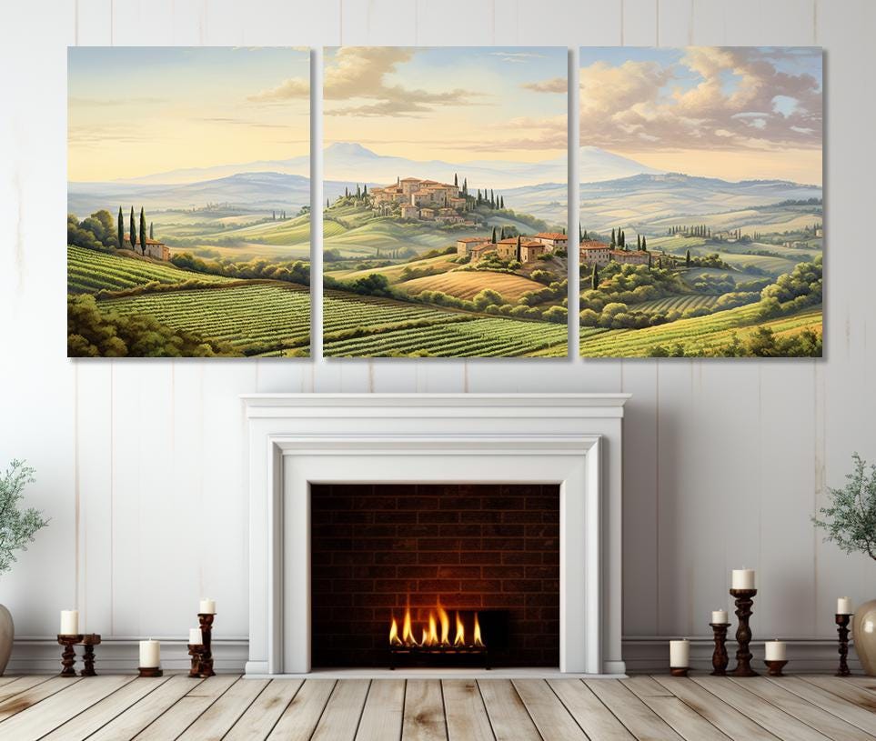 Tuscany Canvas Print - Large Panoramic Cotton Canvas Art | Framed Gallery Wrapped Wall Decor