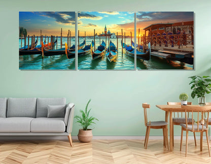 Venice Canvas Print – Vintage Gondola Painting | Ready to Hang Framed Art