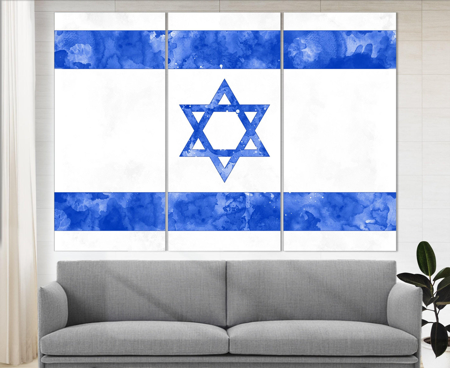 Israel Flag Canvas | Framed Cotton Print - Ready to Hang Patriotic Wall Art