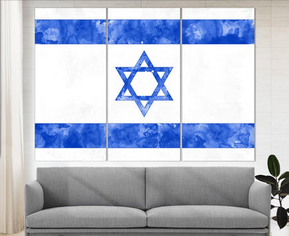 Israel Flag Canvas | Framed Cotton Print - Ready to Hang Patriotic Wall Art