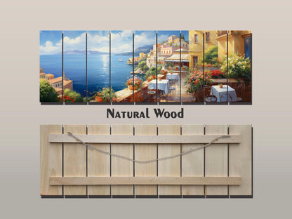 Italy Coast Painting – Scenic Italian Landscape Wood Wall Art | Rustic Coastal Decor
