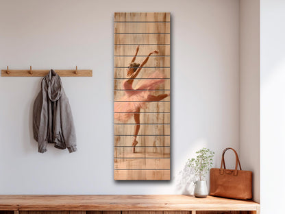 Ballerina Print on Natural Wood, Rustic Ballerina Painting, Ballet Wall Art, Ballet School Wall Decor, Ballet Teacher Gift, Ballerina Gift