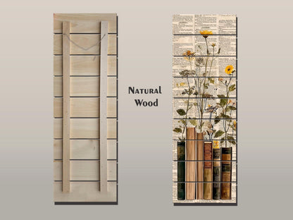 Wildflowers Wood Print – Rustic Botanical Wall Art on Natural Wood Grain