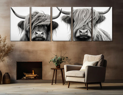 Highland Cows Canvas Print – Framed Canvas Art | Farmhouse Wall Decor Ready to Hang