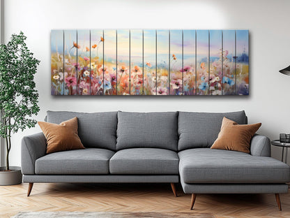 Wildflowers Wood Art – Large Floral Wood Wall Art | Rustic Farmhouse Style Decor