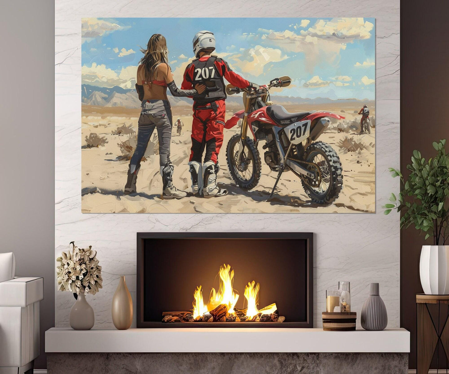 Motocross Canvas Print - Romantic Dirt Bike Wall Art | Framed, Ready to Hang