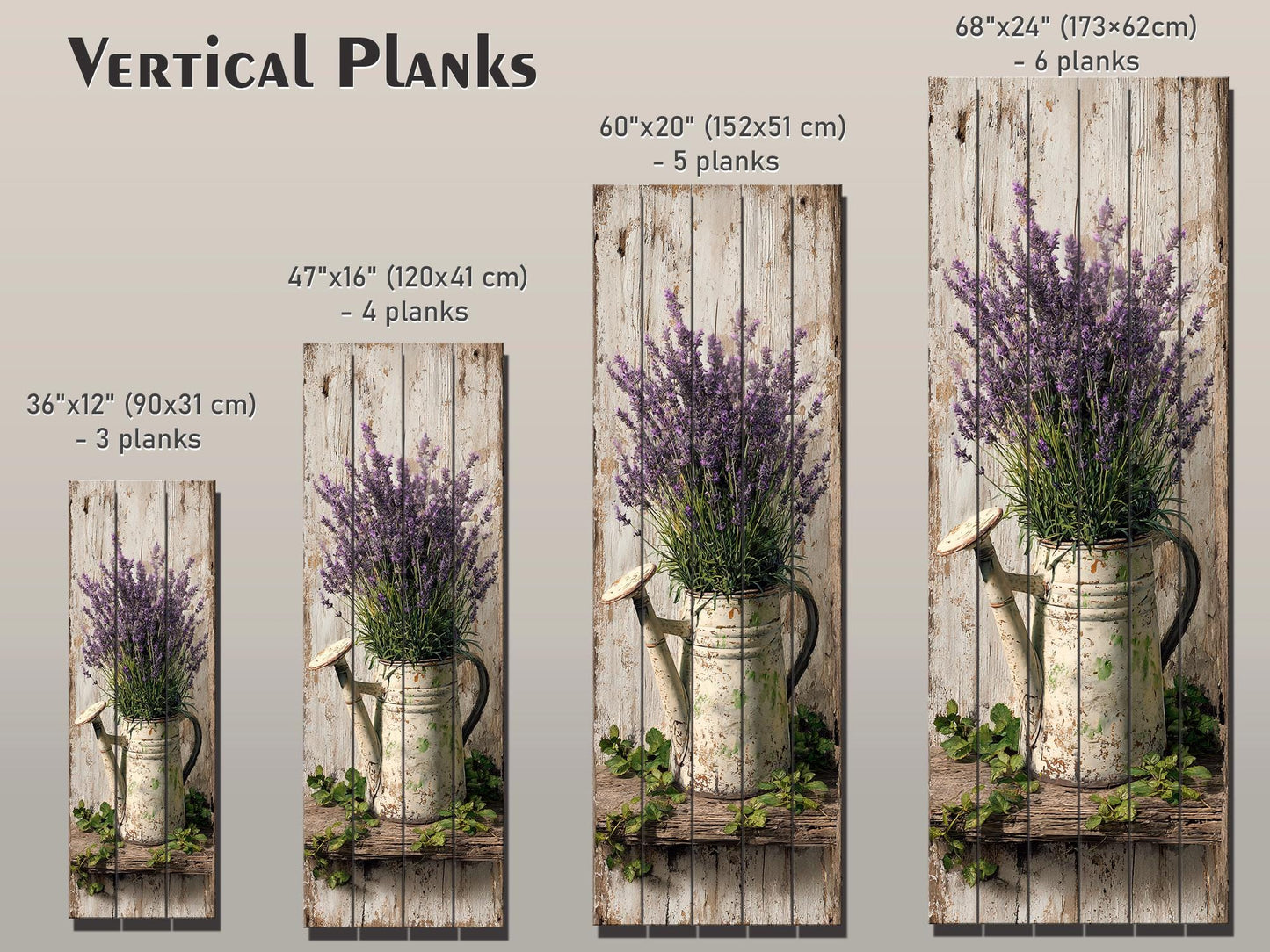 Rustic Wood Wall Art – Lavender Watering Can Art | Farmhouse Floral Decor