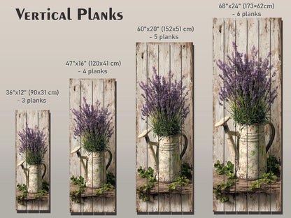 Rustic Wood Wall Art – Lavender Watering Can Art | Farmhouse Floral Decor