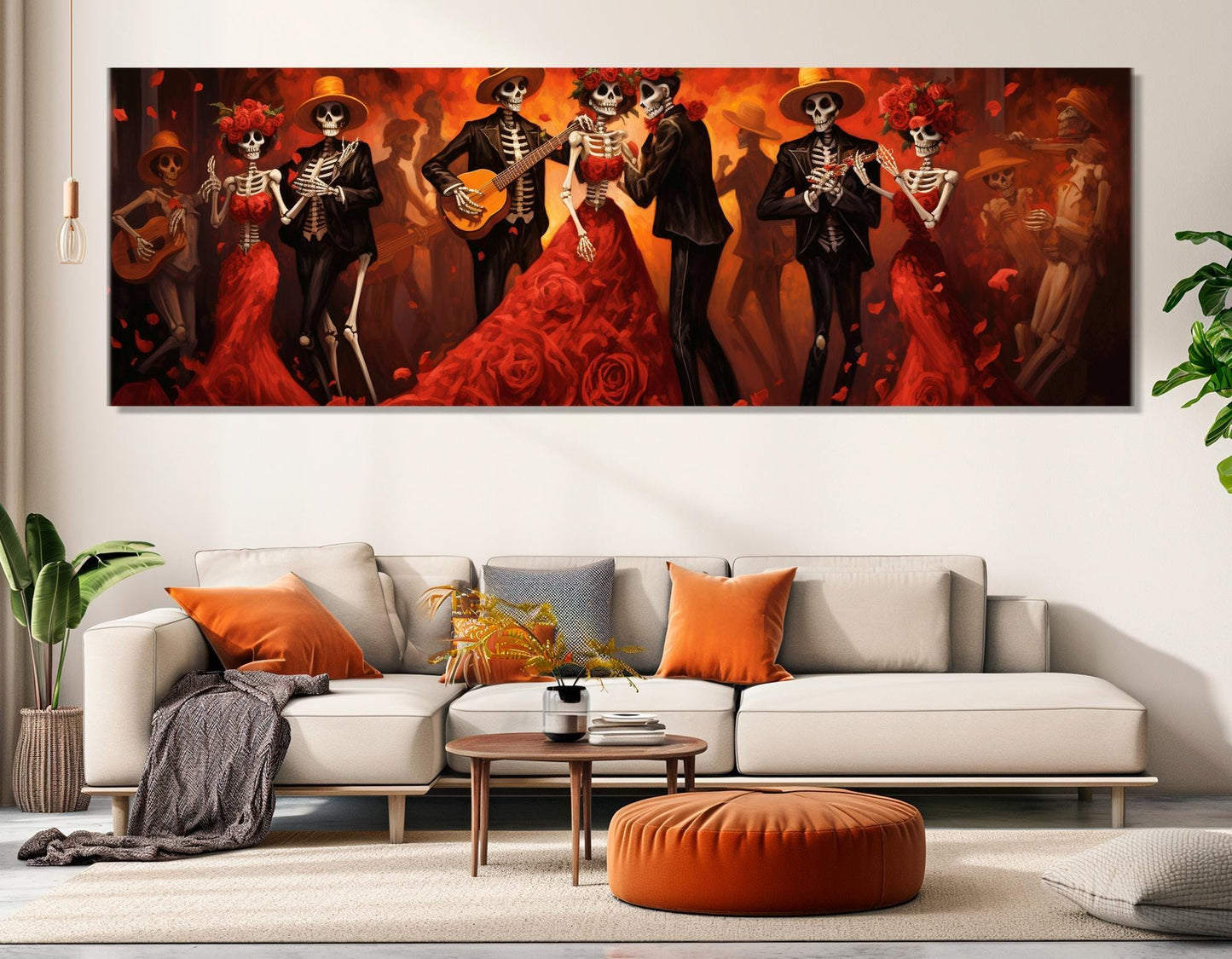 Day of the Dead Canvas – Large Skeleton Dance Print | Framed & Ready to Hang