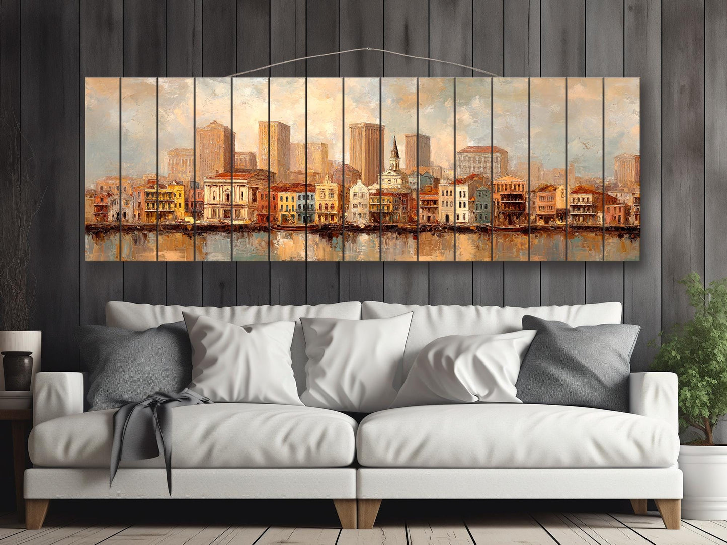 French Quarter Wood Print – New Orleans Rustic Wood Decor Beige Wall Art