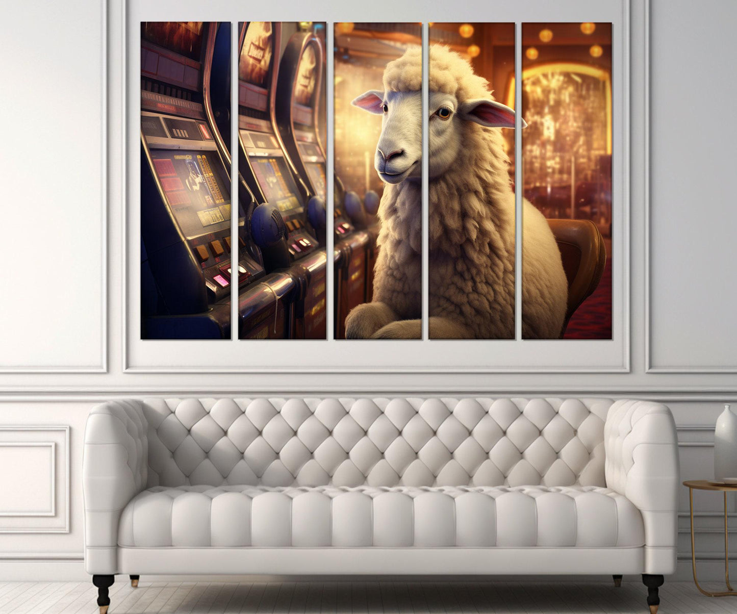 Sheep Canvas Print - Funny Casino Wall Art | Framed Cotton Canvas Decor