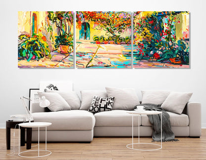 Italian Village Painting Canvas Print, Italy Wall Art, Italy Village Wall Art, Colorful Italian Street, Framed and Ready to Hang