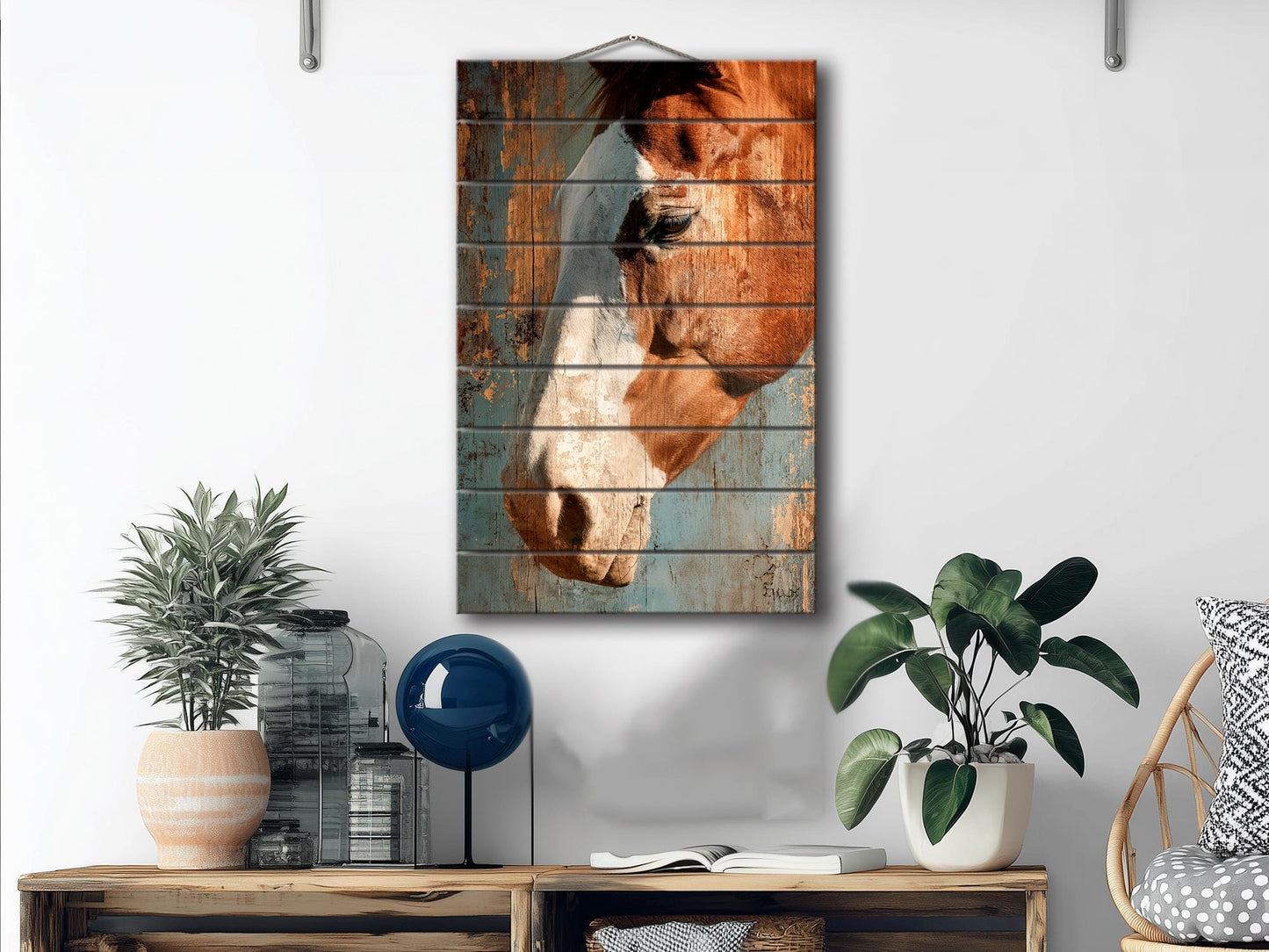 Wood Wall Art - Farmhouse Rustic Wall Decor Featuring Horse Wood Print