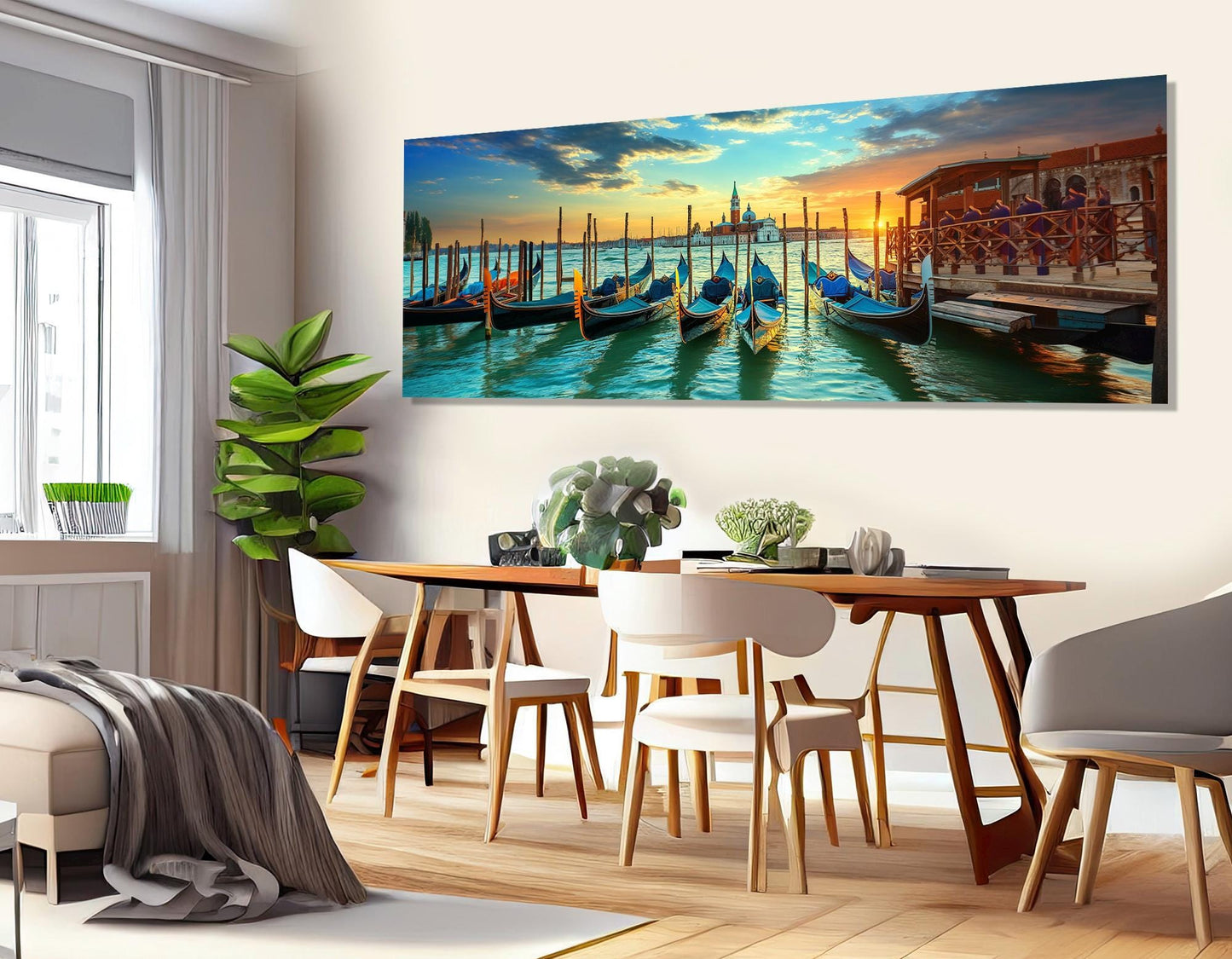 Venice Canvas Print – Vintage Gondola Painting | Ready to Hang Framed Art