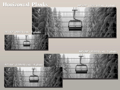 Ski Lift Wall Art – Large Wooden Wall Decor with Natural Wood Print & Rustic Mountain Cabin