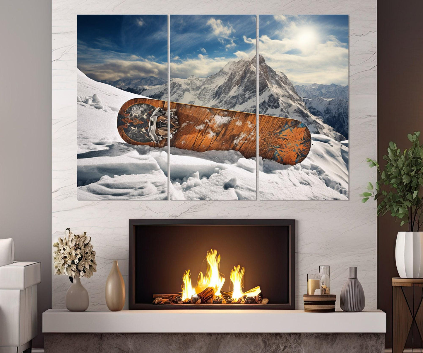 Snowboard Canvas Print – Abstract Snowboarding Wall Art | Ready to Hang Framed Canvas