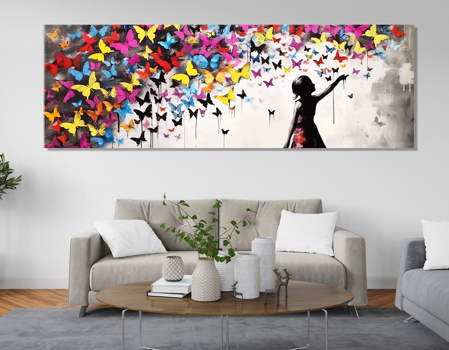 Street Art Canvas Print, Banksy Style Wall Art, Graffiti Canvas Art, Butterfly Girl, Graffiti Street Art Painting, Framed and Ready to Hang