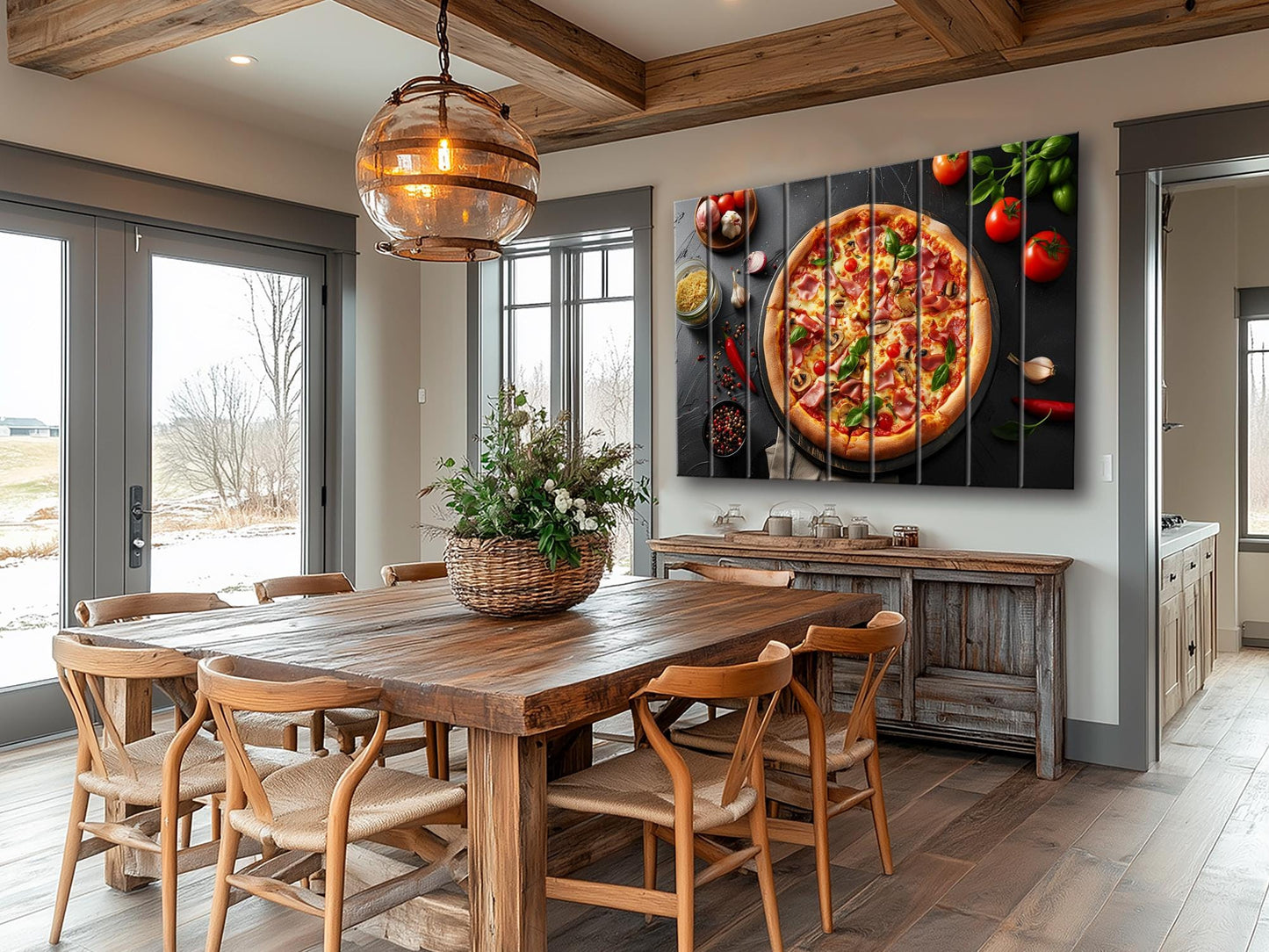 Pizza Wall Art - Rustic Wood Plank Artwork | Kitchen Wall Art & Pizzeria Decor