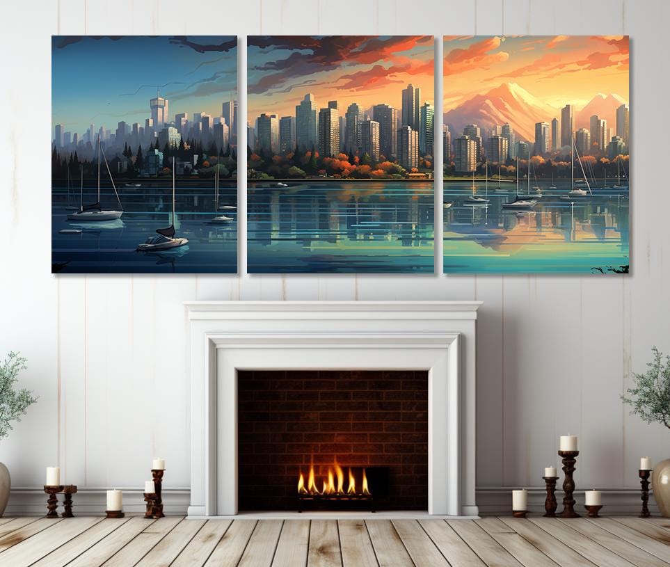 Vancouver Canvas Print – Abstract City Skyline Art | Framed Cotton Canvas, Ready to Hang