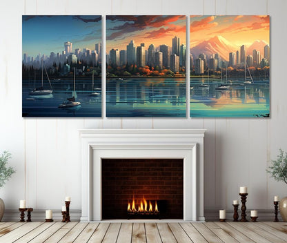 Vancouver Canvas Print – Abstract City Skyline Art | Framed Cotton Canvas, Ready to Hang