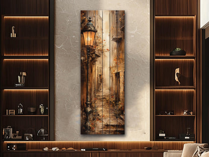 Vintage Street Wall Art – Old European Alleyway Printed on Natural Wood Panel