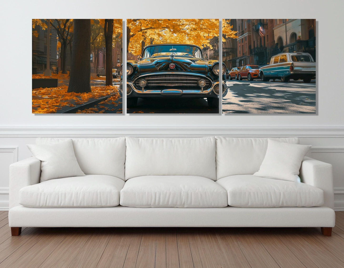 Vintage American Car Canvas | Retro Cars Wall Art - Framed & Stretched Canvas Print