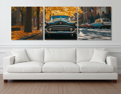 Vintage American Car Canvas | Retro Cars Wall Art - Framed & Stretched Canvas Print
